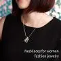 Womens pendant necklace, 18K gold zirconium-plated zirconium fox pendant, with stainless steel necklace, pendant can be used as a brooch