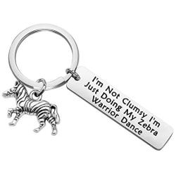 CENWA Zebra Warrior Gift Ehlers Danlos Syndrome EDS Awareness Ribbon Jewelry EDS Warrior Fibro Awareness I’m Doing My Zebra Warrior Dance Keychain