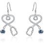 AOBOCO S925 Nurse Earrings Sterling Silver Fishhook Stethoscope Drop Earrings with Blue Crystal,Jewelry Gift for Doctor Nurse
