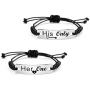 SOUSYOKYO Couple Bracelet, Her One His Only Bracelets, Long Distance Matching Relationship for Wife and Husband, Wedding Day Jewelry