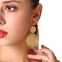 ONLYJUMP Shimmering Round Disc Metal Dangle Earrings for Women Girls Fashion Retro Frosted Gold Silver Big Circle Geometric Statement Ear Jewelry
