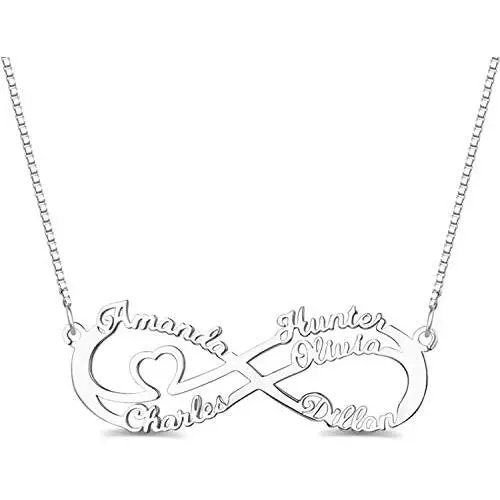 Getname Necklace Personalized Infinity Family Name Pendant with Any Names Eternal Infinity Name Necklace Brass