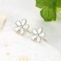 Cherry Blossom Charm Stud Earrings Sterling Silver with Crystal Enamel & Pink Flower Charm for Women Girls Fashion Fine Jewelry