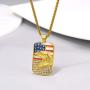 PROSTEEL American Flag Dog Tag Necklace, US National Flag Charm, Stainless Steel/Gold Plated Patriot Necklace for Men Women, Come Gift Box