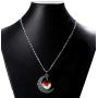 Adorit Mystical Galaxy & Crescent Moon Cosmic Colorful Pendant Necklace, Blue Glass, 17.5 Chain, Great Gift for Holidays, Birthdays, Special Days