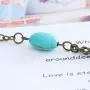 Olbye Turquoise Finger Ring Bracelet Bronze Slave Bracelet Hand Chain Personalize Everyday Jewelry for Women and Teen Girls