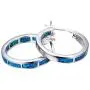 Life Stage White/Blue Fire Opal 925 Sterling Silver Round Hoop Dangle Earrings Womens Fashion Jewelry