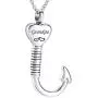 Cremation Jewelry Fish Hook Urn Necklace for Ash Holder Stainless Steel Memorial Pendant for Dad & Mom Cremation Jewelry Fish Hook Urn Necklace for Ash Holder Stainless Steel Memorial Pendant for Dad & Mom