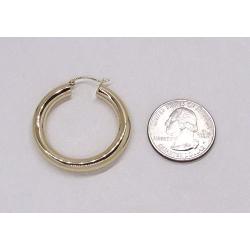 14K Yellow Gold Thick Tube Hoop Earrings with Click-Down Clasp, (5 or 6mm Tube)
