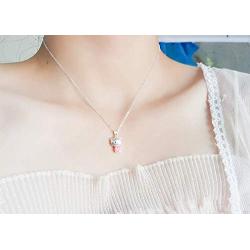 Hello Kitty Necklace,UUONLY Kitty Cat Necklace-Pink Cat Pendant Necklace Silver Plated Cute Cat Pendant Necklace for Women, Birthday Gift for Hello Kitty Fans, 17.71 ''