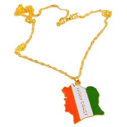 Askana Fashion Unisex Country Countrys Flag Map Gold Pendant Necklaces