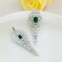 SELOVO Vintage Style Cubic Zirconia Crystal Blue/Green Big Dangle Earrings