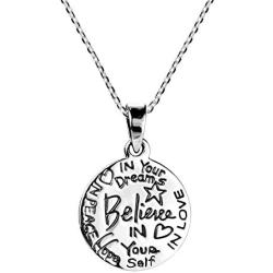 AeraVida Believe Inspirational Message .925 Sterling Silver Necklace