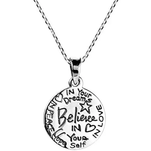 AeraVida Believe Inspirational Message .925 Sterling Silver Necklace AeraVida Believe Inspirational Message .925 Sterling Silver Necklace