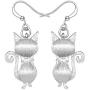 NEWEI Enamel Alloy Rhinestone Cat Kitten Earrings Dangle Drop Hook For Women Kids Charm Fashion Animal Pet Jewelry Gifts