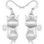 NEWEI Enamel Alloy Rhinestone Cat Kitten Earrings Dangle Drop Hook For Women Kids Charm Fashion Animal Pet Jewelry Gifts