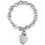 Bling Jewelry Personalized Engrave Solid Heart Shape Charm Tag Bracelet for Women Teen 7.5 8 Inch 925 Sterling Silver Heavy Rolo Chain