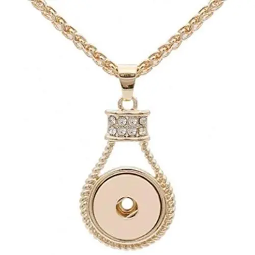 My Prime Gifts Snap Jewelry Gold Plated Designer Pendant & Necklace Length 20+5'' Extender Fits 18-20mm Ginger Style Buttons