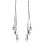 SBLING Platinum-Plated Color Change Multi-Teardrop Earrings Made with Aurora Borealis Swarovski Crystals