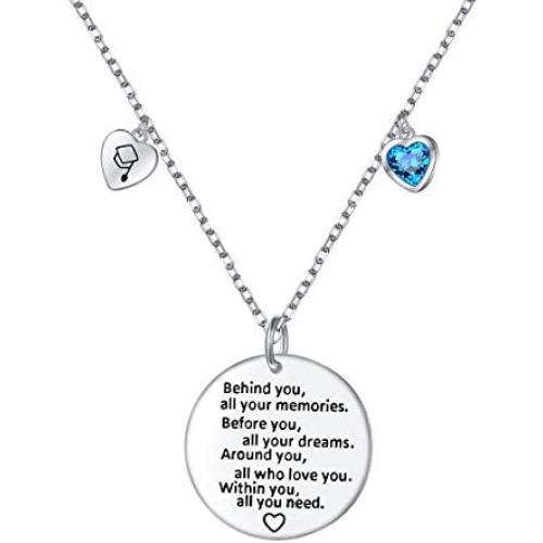 2021 Graduation Gift Necklace Sterling Silver Engraved Congrats Grad Jewelry Charm Necklace for Graduates Women Daughter Girls