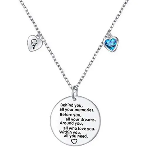 2021 Graduation Gift Necklace Sterling Silver Engraved Congrats Grad Jewelry Charm Necklace for Graduates Women Daughter Girls