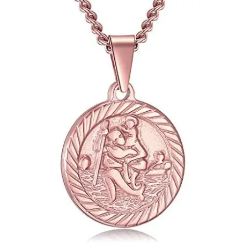 Saint Christopher Necklace for Men Women,Oval Catholic St Christopher Medal Pendant Jewelry Boy Girl Outdoor Traveler Medallion Necklace with Stainless Steel Chain Saint Christopher Necklace for Men Women,Oval Catholic St Christopher Medal Pendant Jewelry Boy Girl Outdoor Traveler Medallion Necklace with Stainless Steel Chain