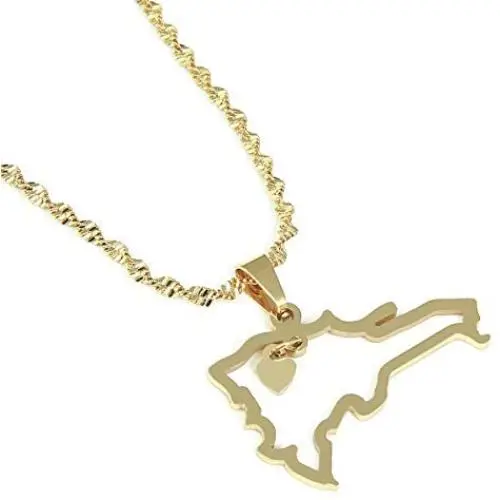 Stainless Steel Heart The Dominican Republic Map Pendant Necklace Jewelry Map of Dominican Stainless Steel Heart The Dominican Republic Map Pendant Necklace Jewelry Map of Dominican