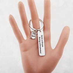 ENSIANTH Funny Drummer Gift Save A Drum Bang A Drummer Keychain Drum Kit Gifts Musician Keychain Percussion Jewelry