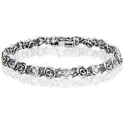 Paz Creations 925 Sterling Silver Gemstone and Rose Tennis Bracelet
