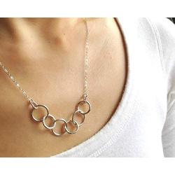 EFYTAL Happy 60th Birthday Gifts for Women Necklace, Sterling Silver 6 rings six Decades Necklaces Gift Ideas