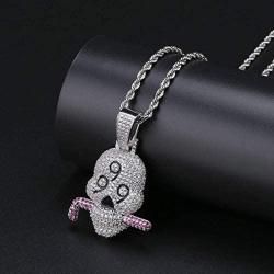 KMASAL Jewelry Hip Hop Iced Out Bling 999 skull Pendant 18K Gold Plated Chain Necklace for Men Women