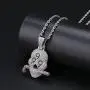 KMASAL Jewelry Hip Hop Iced Out Bling 999 skull Pendant 18K Gold Plated Chain Necklace for Men Women