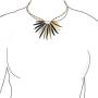 Bling Jewelry Natural Organic Buffalo Horn Tribal Boho Fashion Tweak Wood Beads Fan Bib Statement Necklace for Woman for Teen