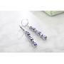 Gem Stone King 7 Inch Purple and White CZ Bracelet Set With Matching 2 Inch Pear shape Dangle Earrings