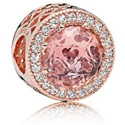 Pink Radient Crystal Rose Gold Plated 925 Sterling Sliver Crystal Pave Charm