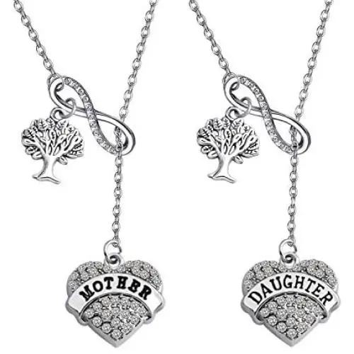 WUSUANED Mother and Daughter Heart Family Tree Pendant Infinity Lariat Y Necklace Set Mommy and Me Jewelry Gift for Mom and Daughter WUSUANED Mother and Daughter Heart Family Tree Pendant Infinity Lariat Y Necklace Set Mommy and Me Jewelry Gift for Mom and Daughter
