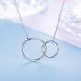BENOITE Silver Simple and Durable Double Round Necklace Christmas Mothers Day Valentines Day Gift Symbolizes Endless Love by Son and Daughter