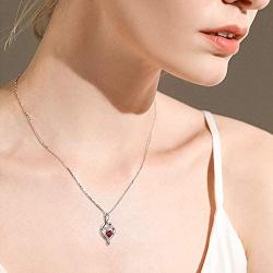 UCADRIT Heart Necklace with Simulated Birthstone 925 Sterling Silver I Love You to The Moon and Back Valentines Day Jewelry Gifts for Women Couple