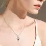 UCADRIT Heart Necklace with Simulated Birthstone 925 Sterling Silver I Love You to The Moon and Back Valentines Day Jewelry Gifts for Women Couple