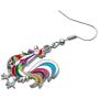 WEVENI Enamel Alloy Chicken Rooster Earrings Dangle Drop Farm Jewelry For Women Girls Ladies Gift