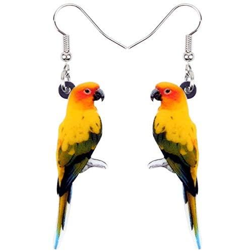 WEVENI Acrylic Australian Parrot Earrings Red Bird Dangle Drop Jewelry For Women Girls Nice Gift