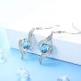 Sllaiss 925 Sterling Silver Post Blue Crystal Eye Drop Dangle Earrings18K White Gold Plated Swarovski Crystal Drop Earrings for Women