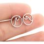 Eiffy Simple Stainless Steel Round Ocean Wave Stud Earrings for Women Sea Beach Earring Jewelry