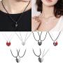 Magnetic Couples Necklace 2pcs Heart Couple Necklaces for Him and Her Matching Necklaces Relationship Gifts for Valentines Day Gifts Girlfriend Boyfriend (A)