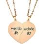 wavvter Weirdo Necklace for 2,Engraved Necklace Split Heart Pendant Necklace Set Best Gift for Best Friends, Him or Her