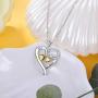 Personalized Heart Necklace Womens Girls Name with 2 Simulated Birthstone, Promise Necklace for Couple Jewelry with Heart Pendant