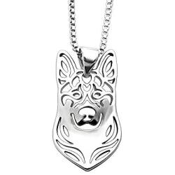 German Shepherd Dog Sterling Silver Necklace Dangle Earrings Set by Ginger Lyne Ears Down Puppy Dog Pet Pendant Box Chain Doggie Animal Paw Print Heart Jewelry for Pit Mom Women Girls Teens