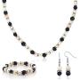 Gem Stone King Multi-Color Cultured Freshwater Pearl Necklace Earrings Bracelet Set 7-8MM 18inches