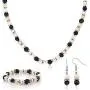 Gem Stone King Multi-Color Cultured Freshwater Pearl Necklace Earrings Bracelet Set 7-8MM 18inches