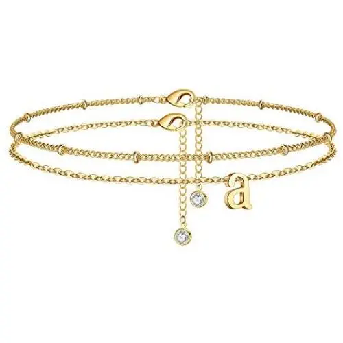 MONOZO Ankle Bracelets for Women, 14k Gold Filled Layered Initial Anklet for Women Dainty Alphabet Letter Charm Beach Ankle Bracelets for Teen Girls MONOZO Ankle Bracelets for Women, 14k Gold Filled Layered Initial Anklet for Women Dainty Alphabet Letter Charm Beach Ankle Bracelets for Teen Girls
